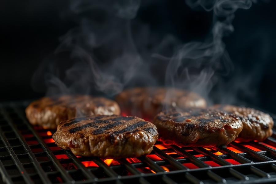 Carnes na grelha soltando fumaça